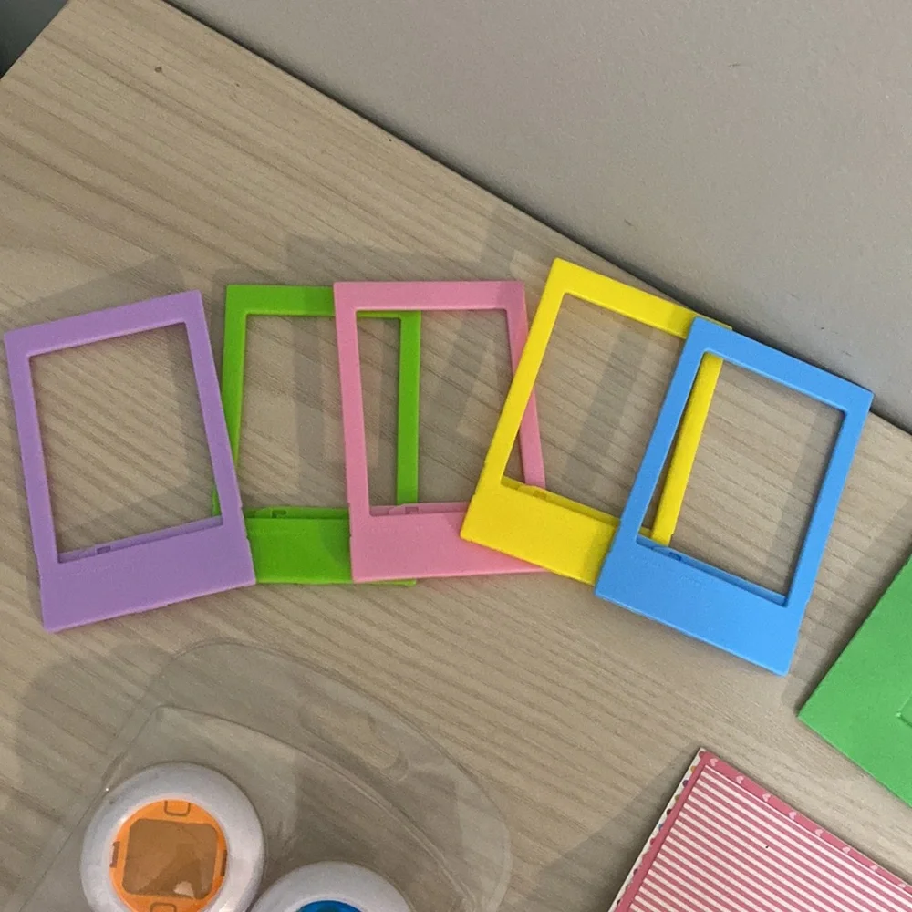 Mini Fuji Film Polaroid pictures plastic covers, paper overs, colored lenses